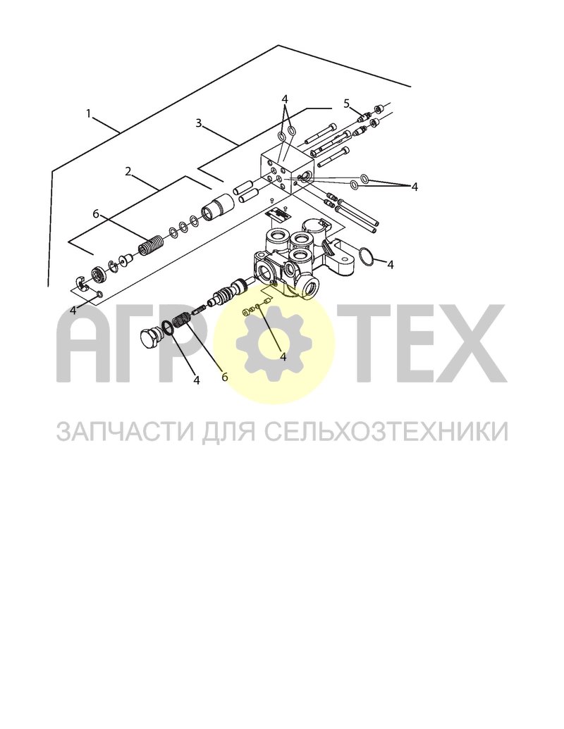 Чертеж Клапан тормозов прицепа в сборе (7TBV02)